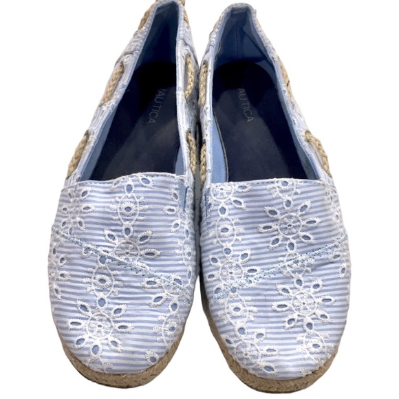 Nautica Shoes - Nautica Blue & White Eyelet Espadrille Flats